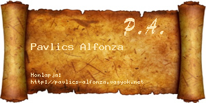 Pavlics Alfonza névjegykártya